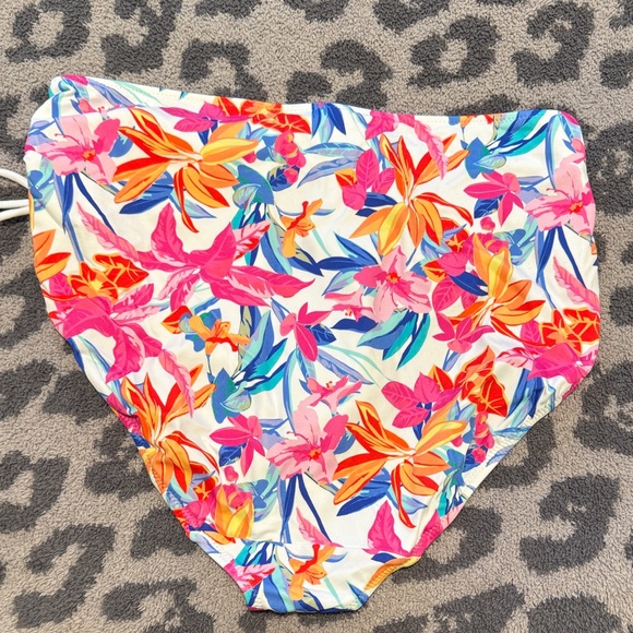 Elomi Savaneta Floral High-Waisted Bikini Bottom W LaceUp Side Detail Size US 14 - Picture 5 of 5